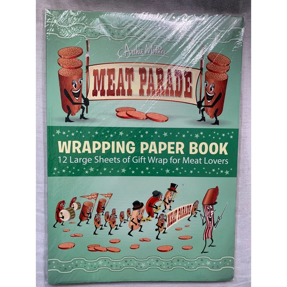 Archie McPhee Meat Parade Wrapping Paper Book 12 Large Sheets  Meat‎ Lovers#576